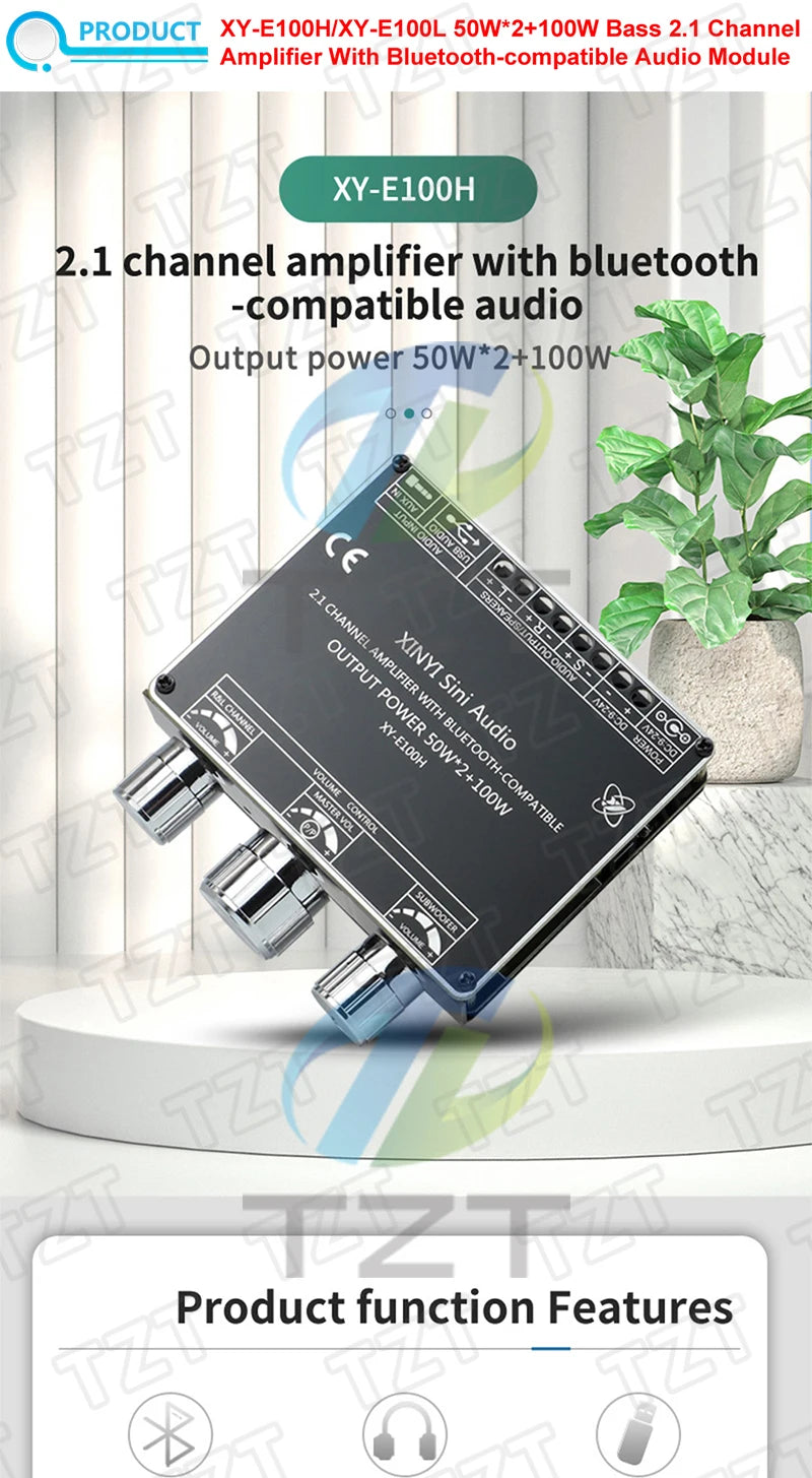 XY-E100H XY-E100L 2.1 Channel Bluetooth Audio Amplifier Board Module 50W+50W+100W Subwoofer With High Fidelity And Sound Quality