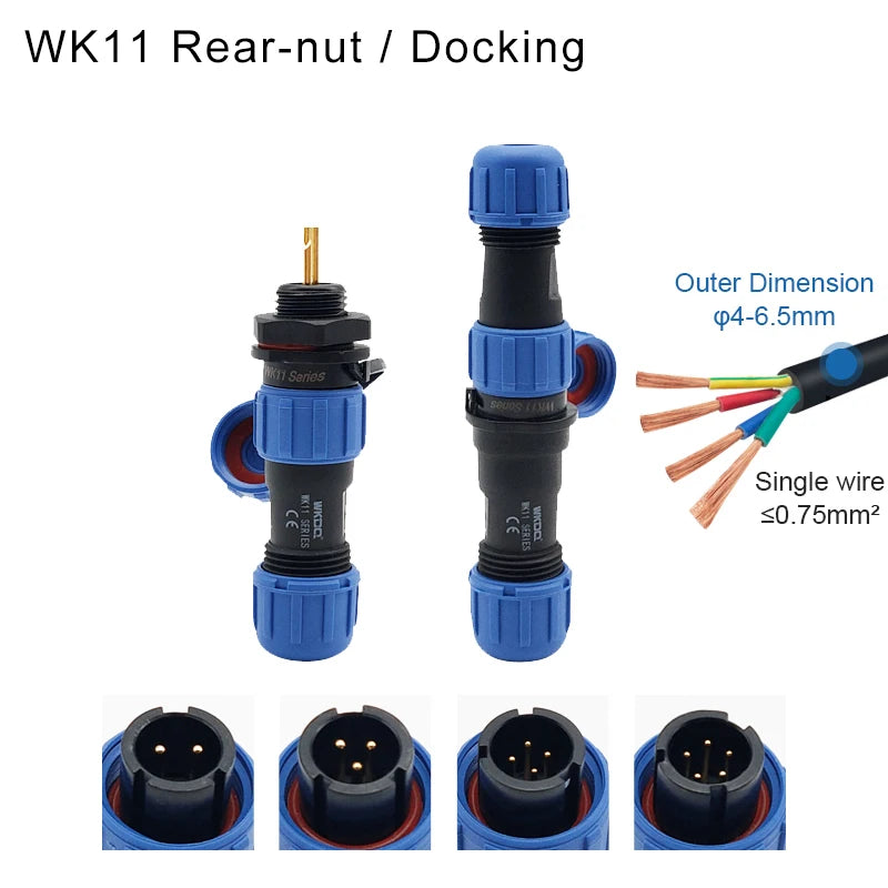 SP11 Tin Soldering Waterproof Connector IP68 Male Plug&Female Socket Rear-nut Docking Panel Mount 2/3/4/5 Pin Cable Wire Connect