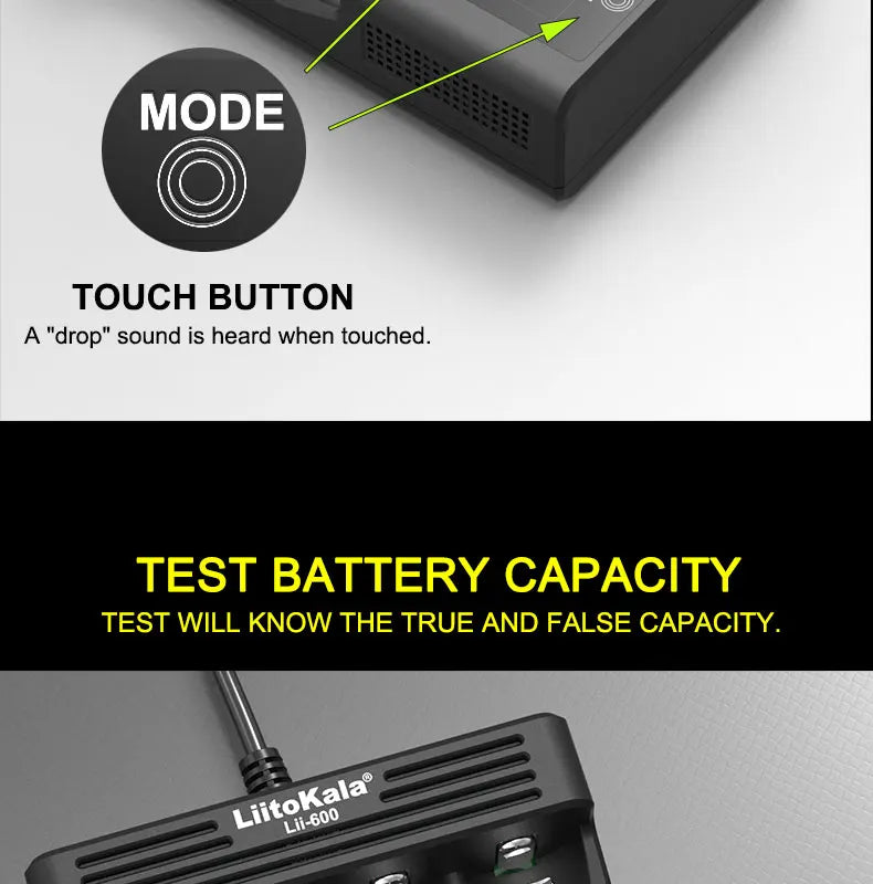 NEW LiitoKala Lii-600 Battery Charger For Li-ion 3.7V NiMH 1.2V battery Suitable 18650 26650 21700 26700 16340 14500 AA AAA