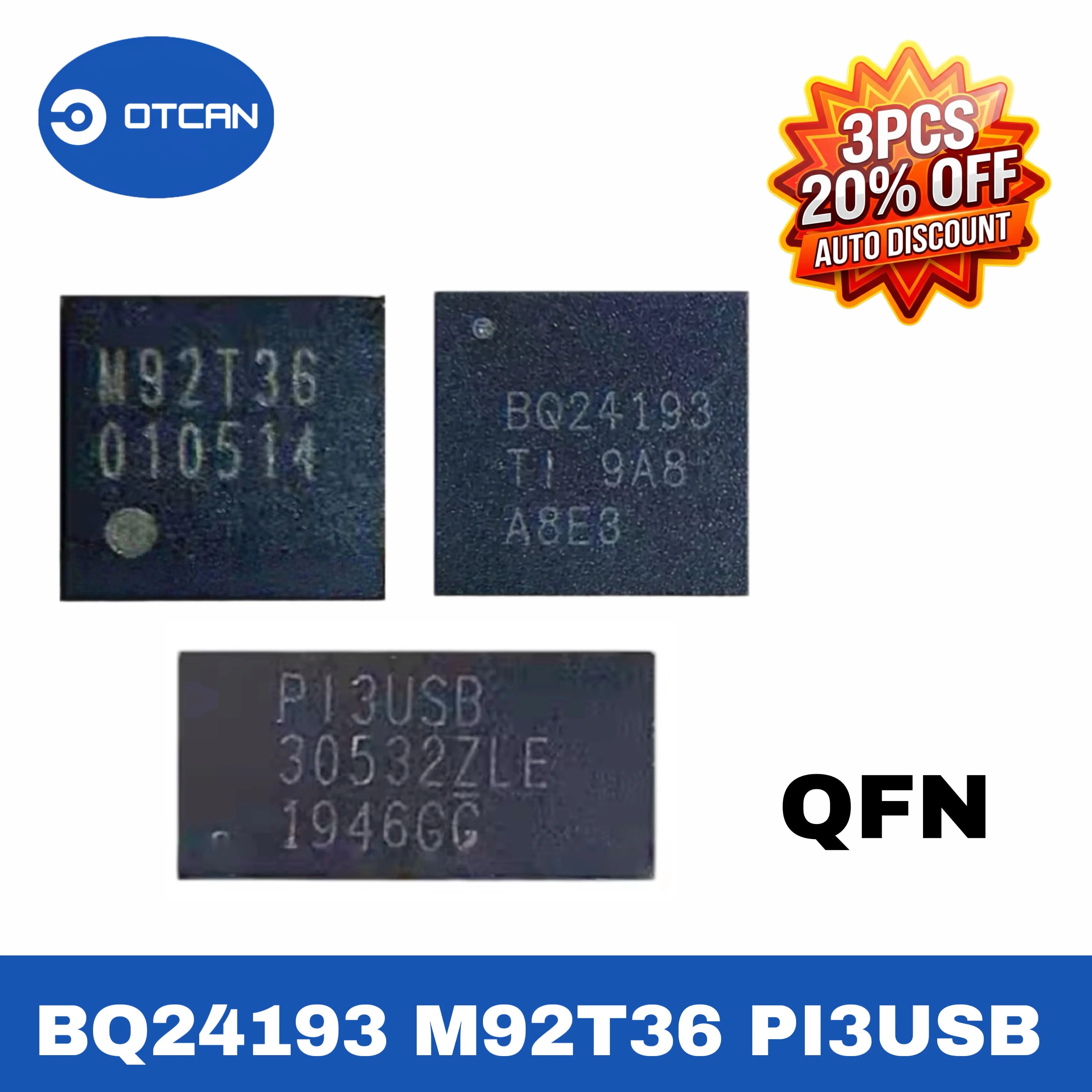 1-3piece M92T36 BQ24193 PI3USB P13USB PI3USB30532ZLE P13USB30532ZLE QFN Chip For Nintendo Switch Console Display HDMI-Compatible