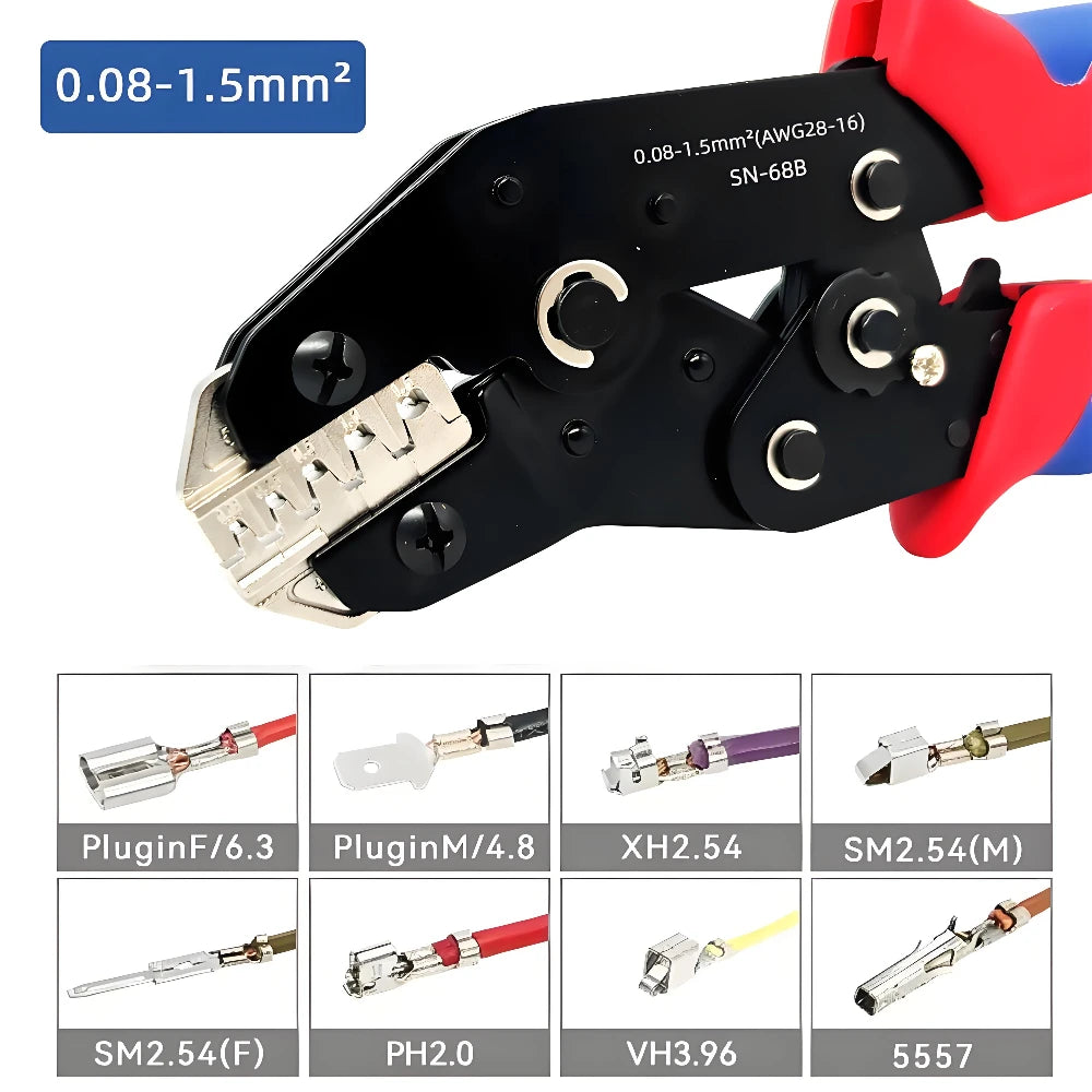 Ratcheting Crimping Plier for SM2.54/PH2/XH2.54/VH3.96/5557/5559/JST/Plug Spring Terminal Dupont Connectors Crimper Tool SN-68B