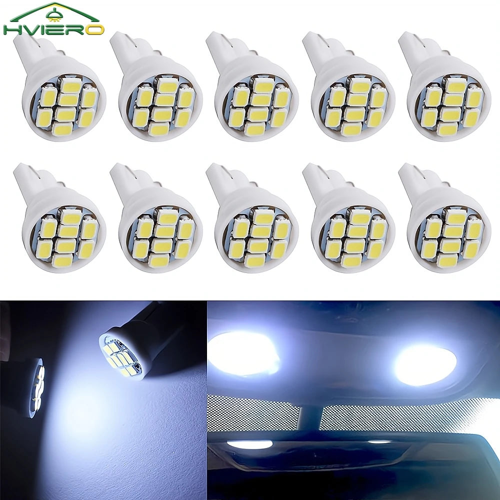 10Pcs Car Driving Led 8Smd 1206 Auto Interior Dome Reading Light Wedge Lighting DC 12V White Cob Bulb Dashboard Lamp Turn Signal