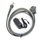 2/3/5M RS232 Straight Harness AC Adapter US EU Plug Power Supply Zebra Symbol LS2208 LS4208 LS9208 Barcode Scanner Serial Cable