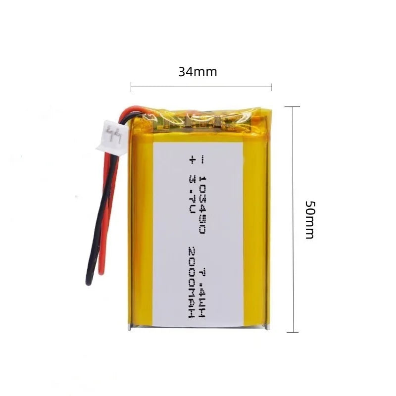 103450 3.7V 2000mAh Polymer Lithium Rechargeable Battery jst PH 2.0mm 2pin plug for Camera GPS navigator MP5 Bluetooth Headset