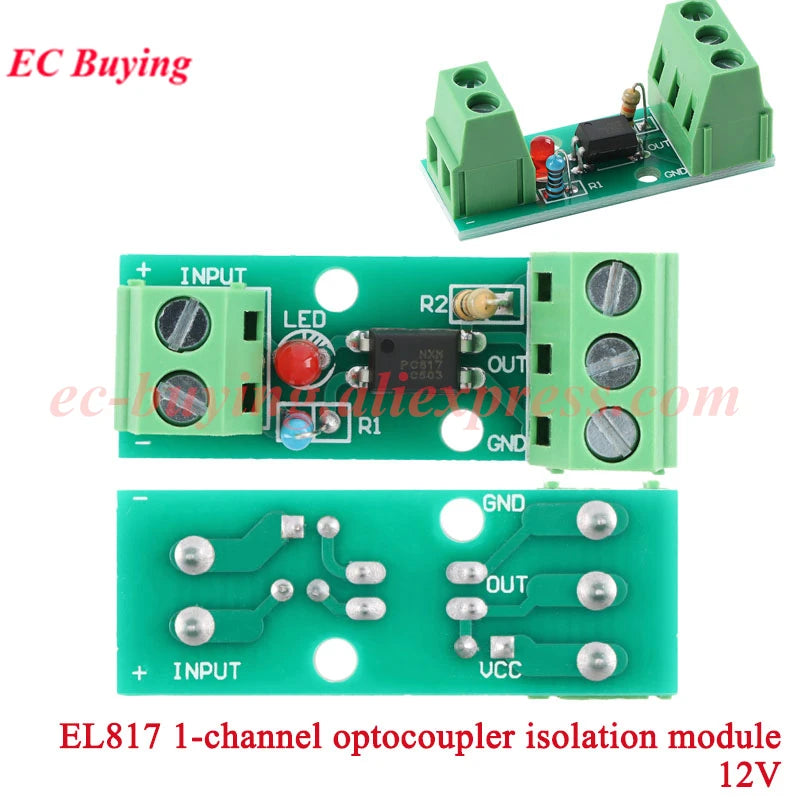 EL817 PC817 1 2 4 8 Way Channel Optocoupler Isolation Module PLC 3V-5V 12V 24V Photoelectric Isolator Optical Coupler Board