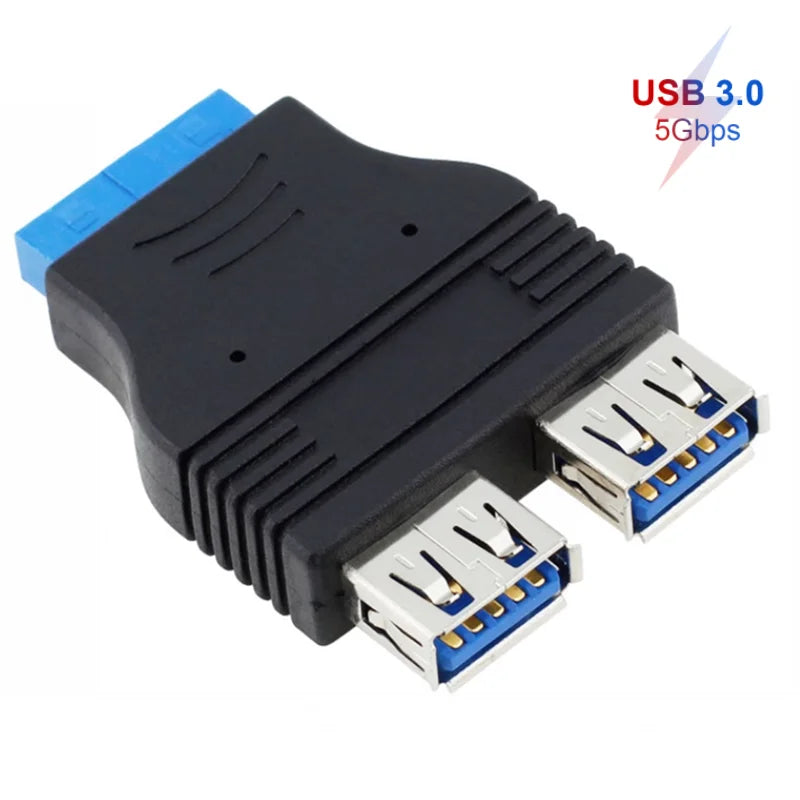 20-pins to 2 X USB A Female Dual Port USB 3.0 to Motherboard Mainboard Internal 20pin Header Adapter