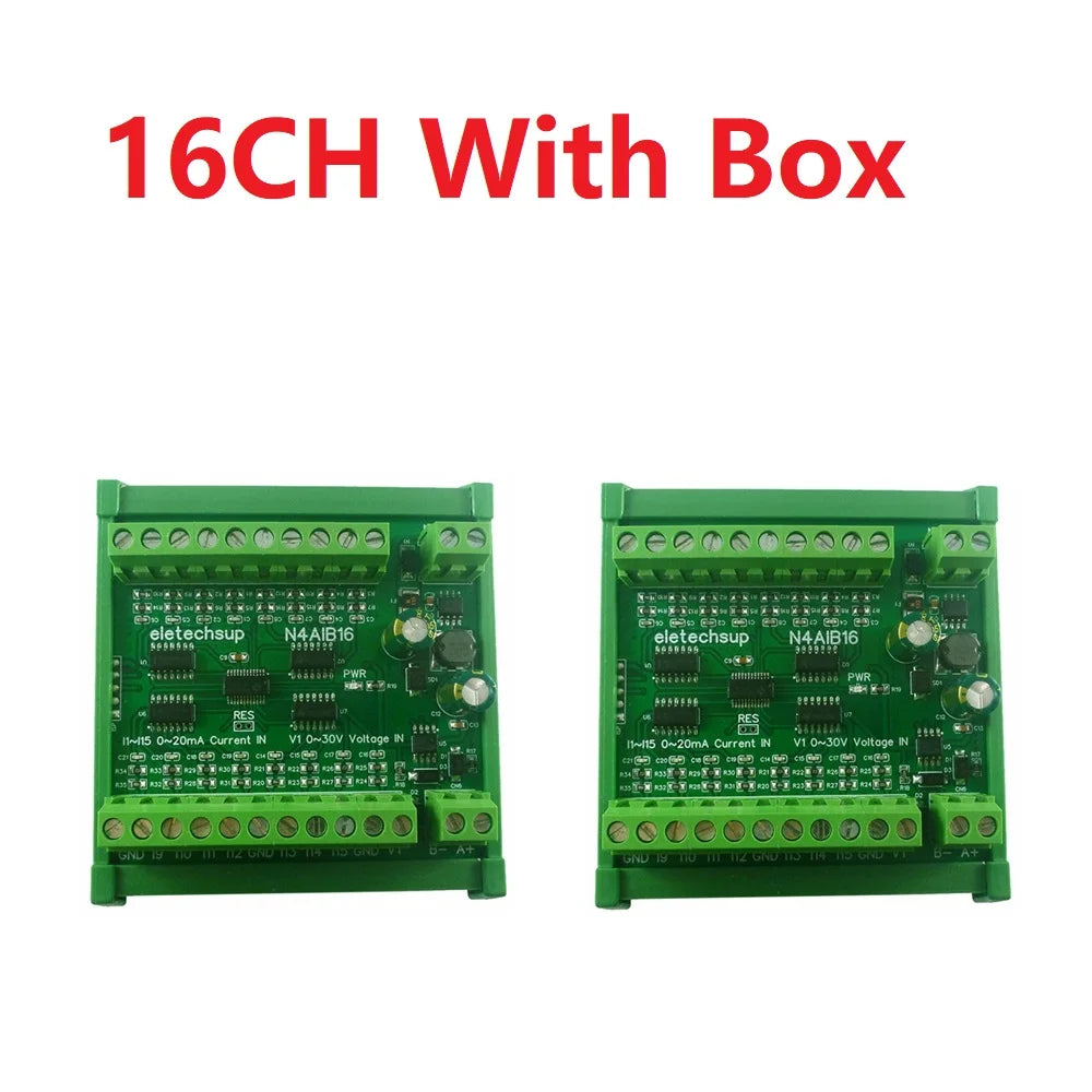 2PCS 8-24CH 4-20MA To RS485 Current Analog Input Collector Module MODBUS RTU Board For PT100 K Thermocouple Pressure Sensor