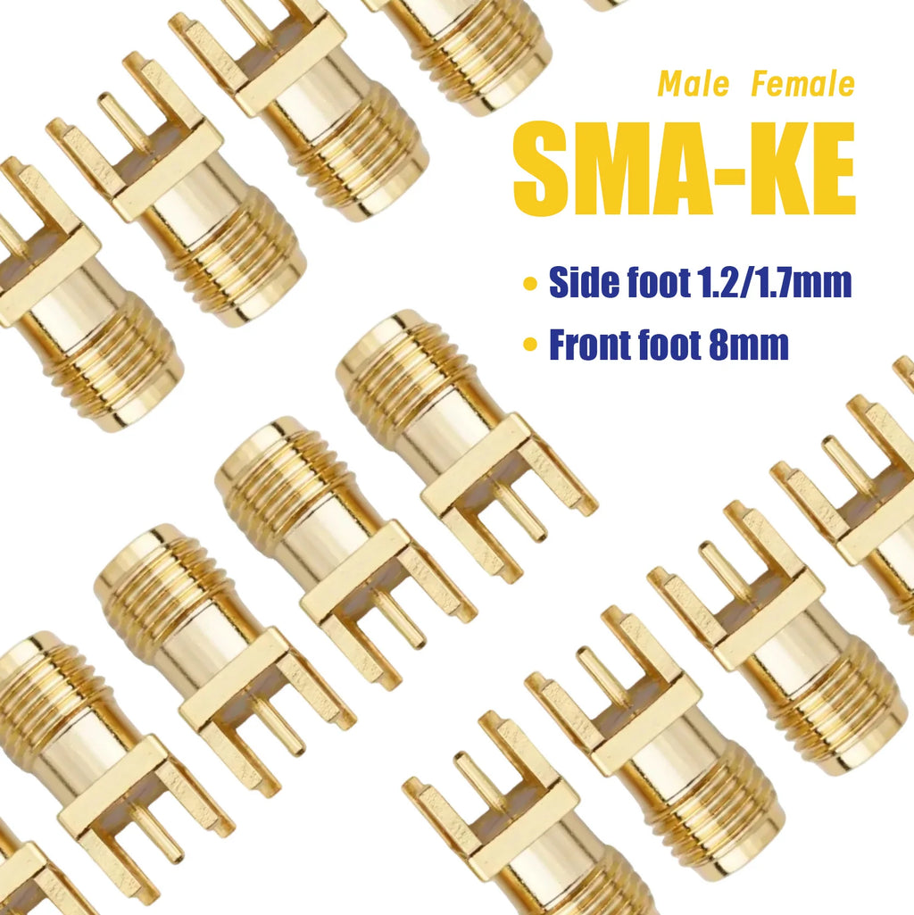 5Pcs SMA Female Jack Male Plug 1.6mm Adapter Solder Edge PCB Straight Angle Mount RF Copper Connector Plug Socket