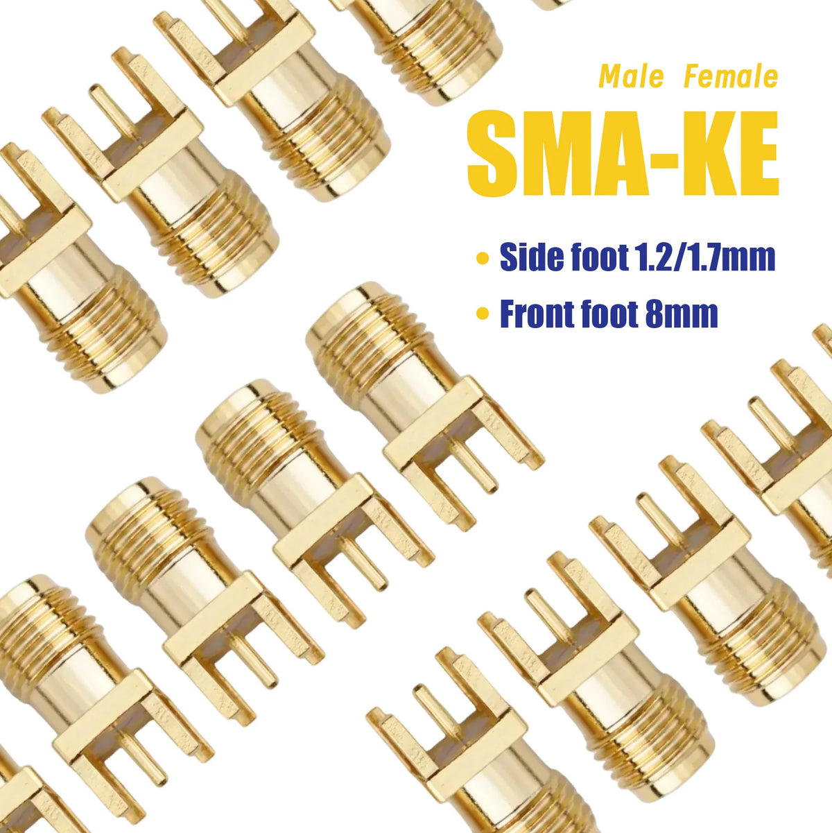 5Pcs SMA Female Jack Male Plug 1.6mm Adapter Solder Edge PCB Straight Angle Mount RF Copper Connector Plug Socket