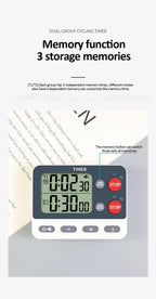 Digital Dual Kitchen Timer with Magnetic Back & Memory Presets, 2 Groups Countdown/Up Stopwatch Timer for Cooking, Baking