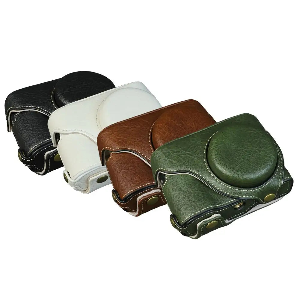 Handmade Leather Case for Panasonic Lumix TZ99 ZS99 Camera Carrying Bag with Adjustable Shoulder Strap