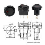 5Pcs/Set Rocker Switch Toggle DC 12V 20A Red LED Light Car Auto Boat Dash Round ON/OFF SPST Button Luminescence Car Accessories
