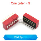 5PCS Dial Switches Toggle Side Dial Flat Dial Coding Patch 2P 4 5 6 8 9 10 Bit 2.54mm Red Blue Black