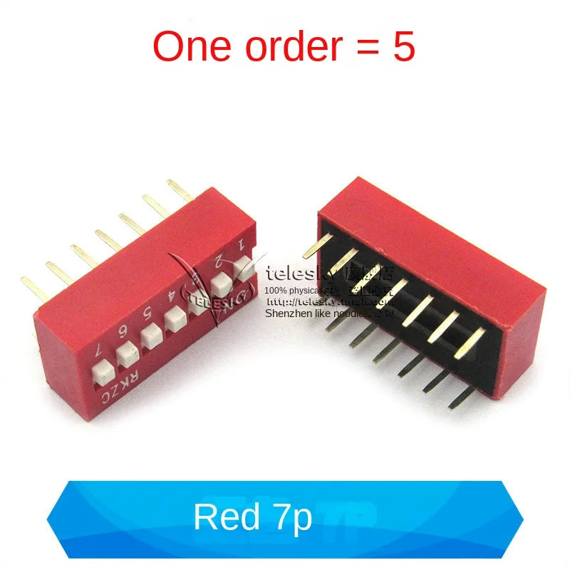 5PCS Dial Switches Toggle Side Dial Flat Dial Coding Patch 2P 4 5 6 8 9 10 Bit 2.54mm Red Blue Black