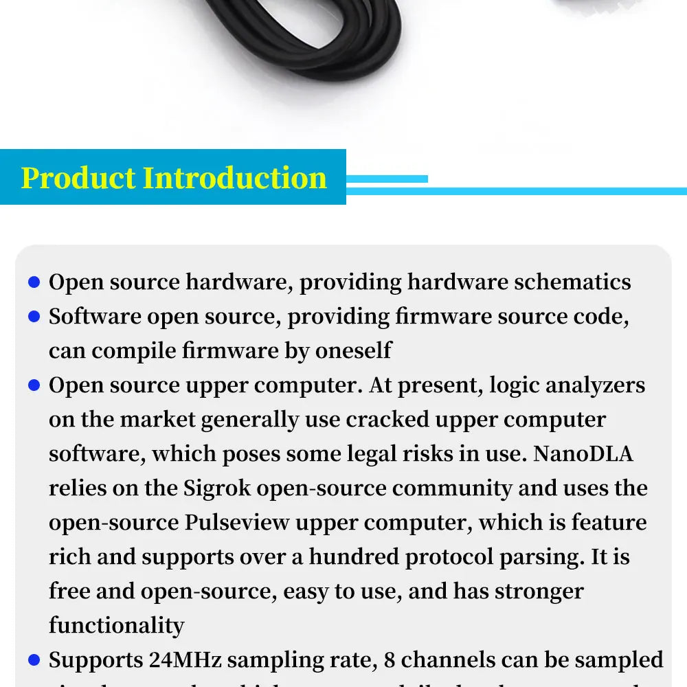 USB Logic Analyzer Microcontroller for ARM FPGA Debugger 8 Channels 24M Samples Set for Digital Electronics Testing ﻿