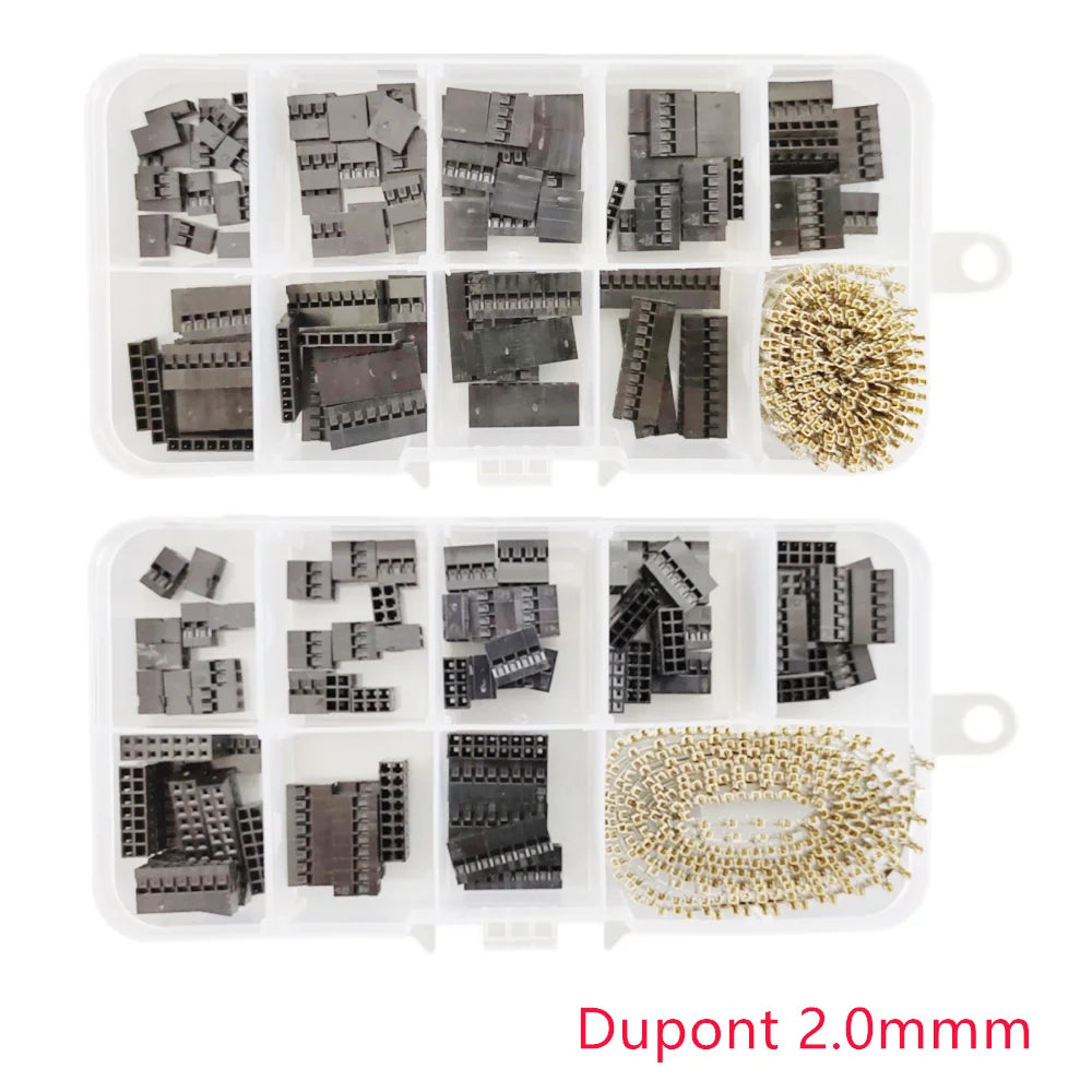 380/410PCS Dupont 2.0 Housing Plastic Shell 2.0mm Pitch Single Double Row Dupont Connector Terminal Set