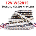 WS2815 DC 12V LED Pixels Strip Light 5050 RGB Individually Smart Addressable IC LED Dual-Signal 30/60/144 Pixels Led/m Tape