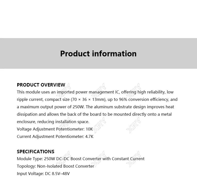 XRY DC-DC boost converter Constant Current Mobile Power supply 10A 250W LED Driver Step Up Module