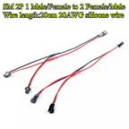 2Pin LED Y Splitter Connector JST SM 1 Male/Female to 2 Female/Male Wire Cable 20AWG For WS2812 WS2811 SK6812 RGB RGBW Led Strip