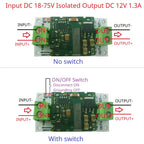 High Voltage Isolated DC 24V 36V 48V 60V 72V TO 12V DC-DC Buck Converter Voltage Stabilizing Module Power Isolation Protection