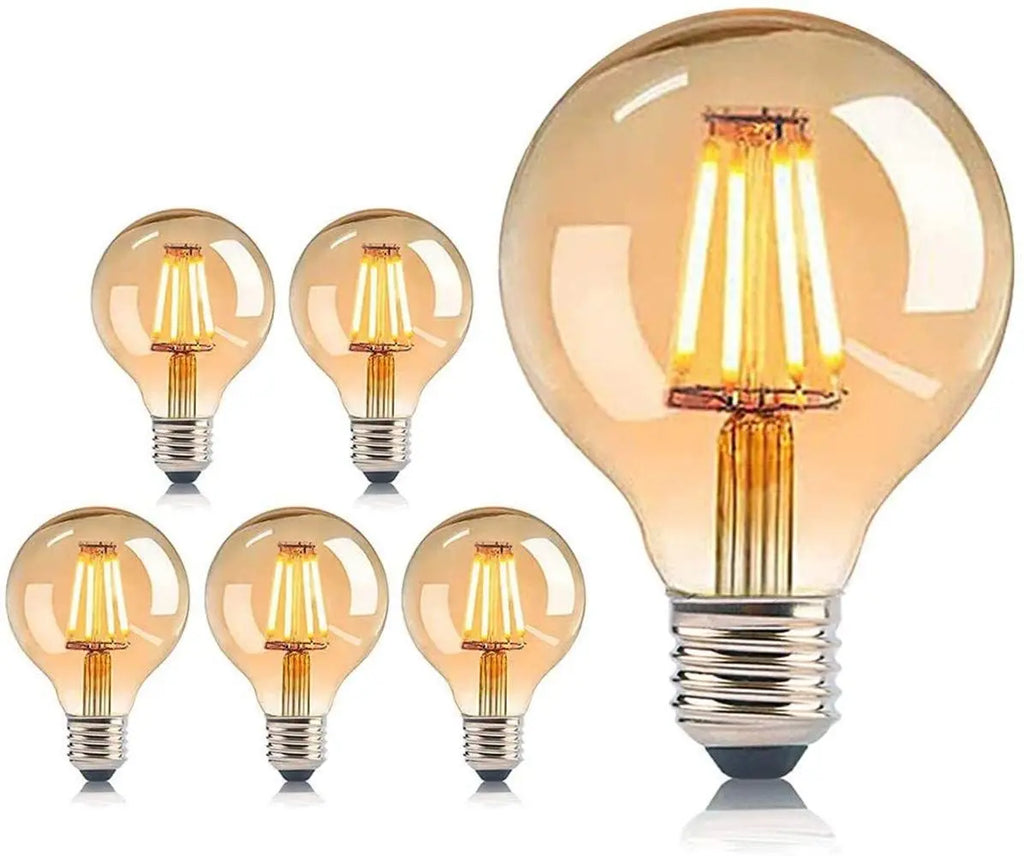 LED Edison Filament Light Retr Bulb Brown Golden G80 G95 G125 4W 6W 8W 10W 12W Dimmable E27 AC 220V Dimmer Restaurant Bedroom
