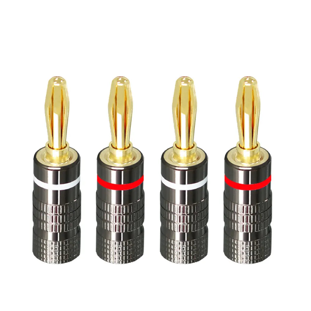 4PCS DIY Speaker Banana Plug Connectors 4MM Gold Plated Copper OFC GD Hifi Amp Speaker Adapter Terminal Connectors Banana Plugs