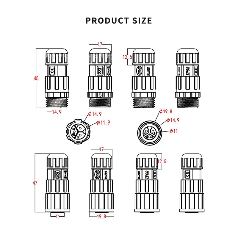 Waterproof M16 2 3 4 5Pin 6 7 8 9 Pin Cable Connector Outdoor IP68 Screw/Welding Male Female Wire Power Aviation Plug Connector