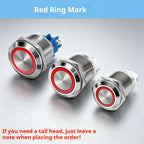 16/19/22MM Push Button Switch Screw Terminal Self-locking Latching Momentary Metal Black 12/24/220V Waterproof Power Start Stop