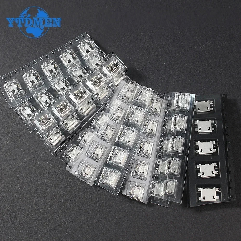 60pcs Socket Connector 5Pin Micro USB Socket Connectors Assortment Set 12 Models SMD DIP Electronics Kit