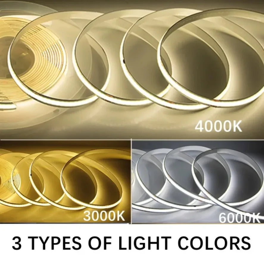 12V 24V COB LED Strip Linear Tape Light Ultra Thin with Power Transformer 2Pin Wire for Home Cabinet Engineering Decor 1 Set