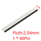 10PCS 1X40 Pin Single Row MALE 2.54MM PITCH 11MM/15MM/17MM/21MM/25MM LONG PIN Header Connector Strip 1X40pin 1*40 40P 40Pin