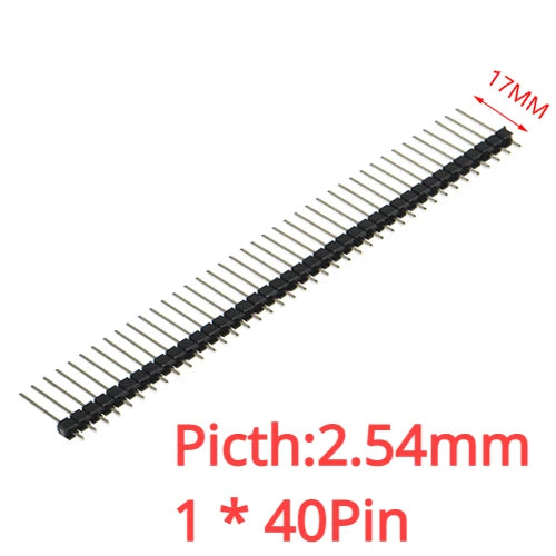 10PCS 1X40 Pin Single Row MALE 2.54MM PITCH 11MM/15MM/17MM/21MM/25MM LONG PIN Header Connector Strip 1X40pin 1*40 40P 40Pin