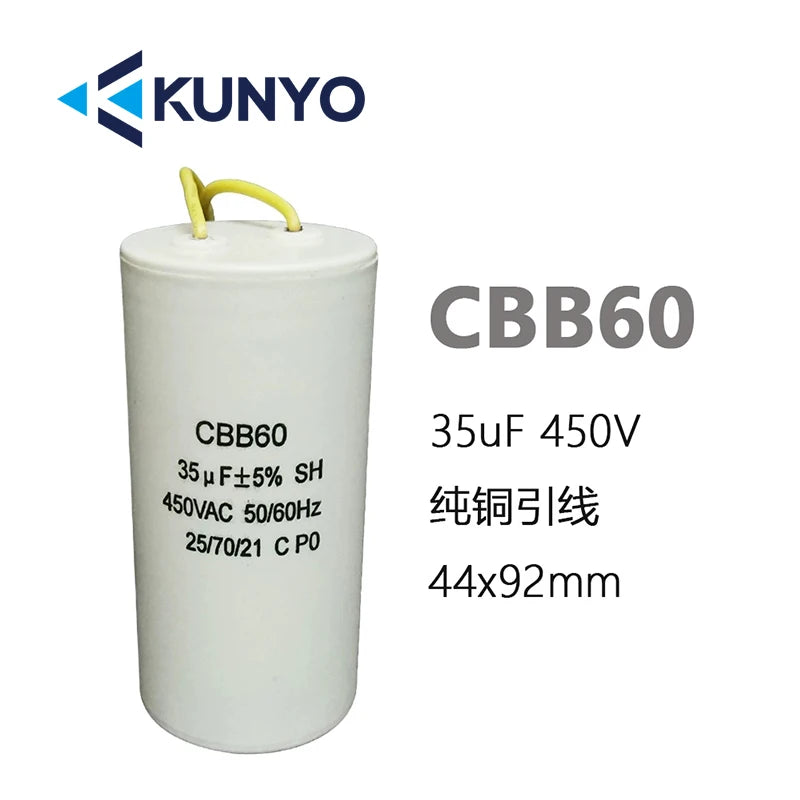 1PCS CBB60 450V Starting Capacitor Motor Run Capacitors 4UF-60UF 4 Pin with Screws for Electric Motor/washing Machine 10uf 20uf