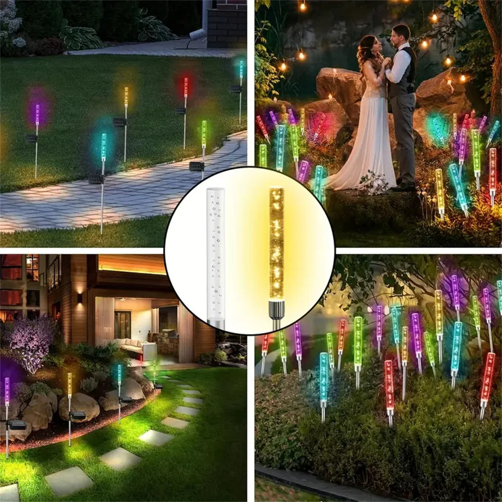 1/2/4PC Solar Reed Lamp Bubble Stick RGB Colorful Acrylic Courtyard Park Scenic Area Lawn Garden Insertion Landscape Lamp
