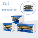 WKH-207/211/215/407/411/415 DIN Rail Distribution Block Multiple Input Output Screw Terminal Electrical Power Junction Box