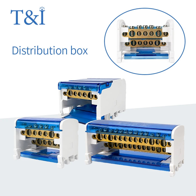 WKH-207/211/215/407/411/415 DIN Rail Distribution Block Multiple Input Output Screw Terminal Electrical Power Junction Box