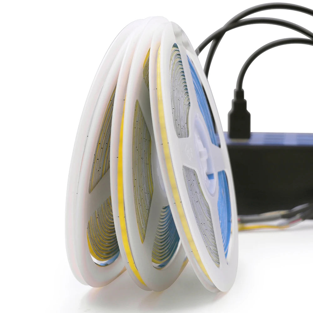 5V USB 3MM 5MM PCB COB LED Strip Light White/Red/Green/Pink/Ice Blue/Yellow TV Backlights DC5V 320Led Flex Night Lamp Home Decor