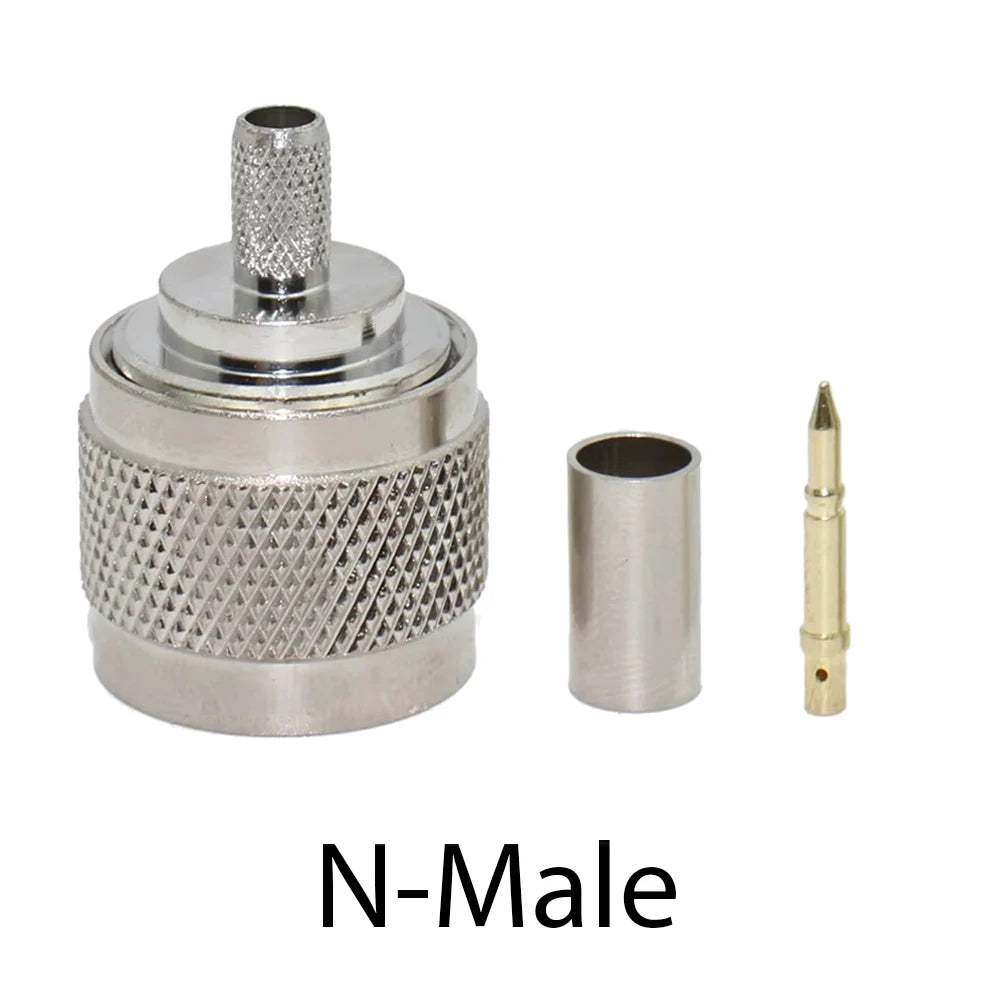 N Male Plug & Female Jack 50-3 N Connector RF Coaxial Connector Bulkhead Connector Crimp RG58 RG142 RG400 Cable Adapter