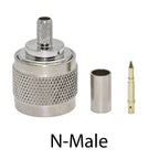 N Male Plug & Female Jack 50-3 N Connector RF Coaxial Connector Bulkhead Connector Crimp RG58 RG142 RG400 Cable Adapter