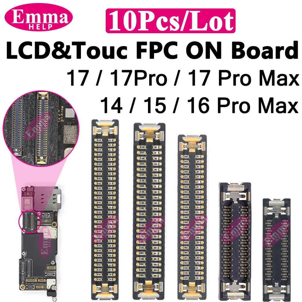 10Pcs LCD Display Touch FPC Connector for iPhone 17 17Pro 16 15 14 Pro Max Motherboard Logic Board Screen Plug Replacement