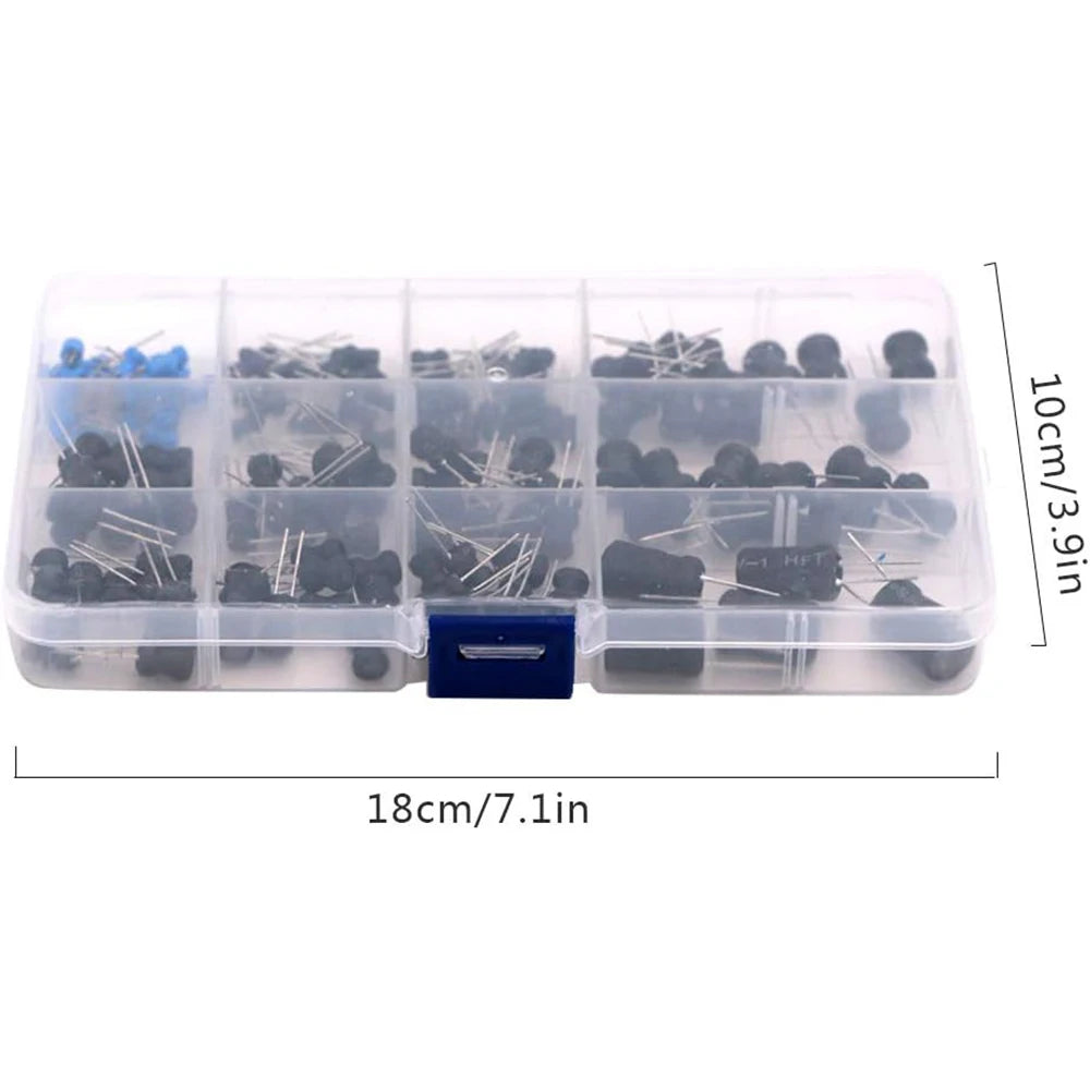 145Pcs 10uH to 10mH DIP Radial Power Choke Inductors Assorted Kit 4.7UH 10UH 22UH 33UH 47UH 68UH 100UH 220UH 330uh 470uh 680uh
