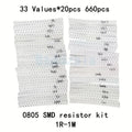 660PCS SMD Resistor 0603 0805 1206 1% Resistance Assorted Kit 1 Ohm - 1M Ohm Chip Resistors