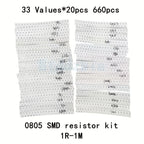 660PCS SMD Resistor 0603 0805 1206 1% Resistance Assorted Kit 1 Ohm - 1M Ohm Chip Resistors
