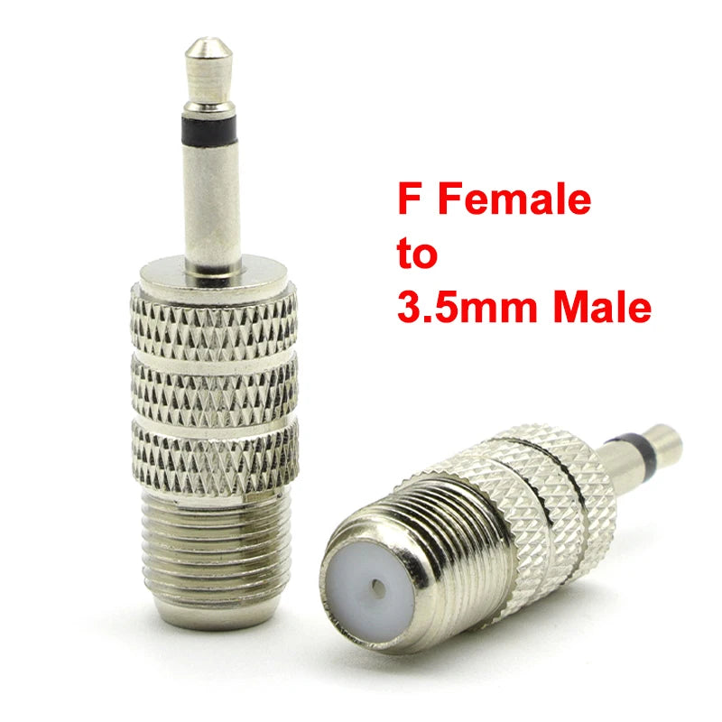 1/2/5PCS F Female Jack to 3.5mm Mono 1/8" Male Plug RF Coaxial Adapter RF Connectors FM Antenna Connector