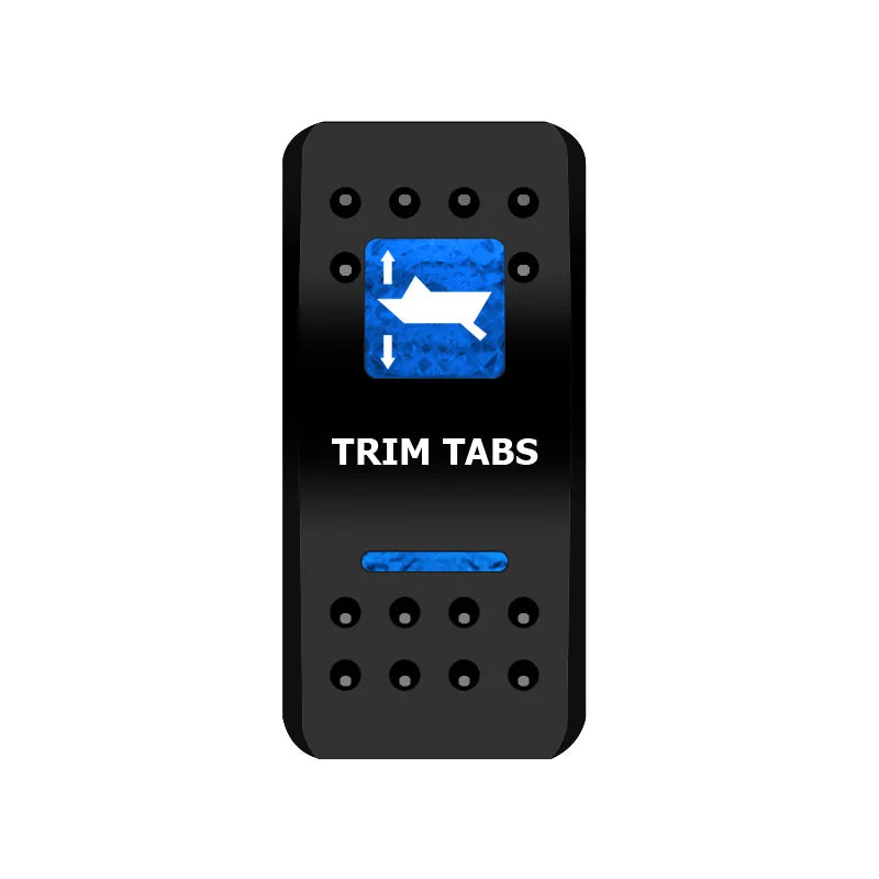 Blue Led Trim Tabs Momentary Rocker Switch 7 Pin (ON)-OFF-(ON) DPDT Reverse Polarity 3 Way Toggle Switch for Marine Boat Carling