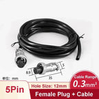GX12 Female Plug Socket Waterproof M12 Circular Aviation Connector 2Pin 3Pin 4Pin 5Pin 6Pin 7Pin 1m 2m Extension Cable Wire