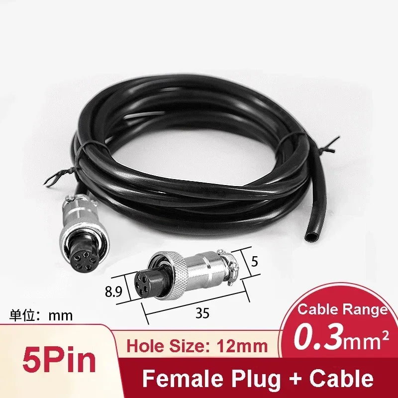 GX12 Female Plug Socket Waterproof M12 Circular Aviation Connector 2Pin 3Pin 4Pin 5Pin 6Pin 7Pin 1m 2m Extension Cable Wire