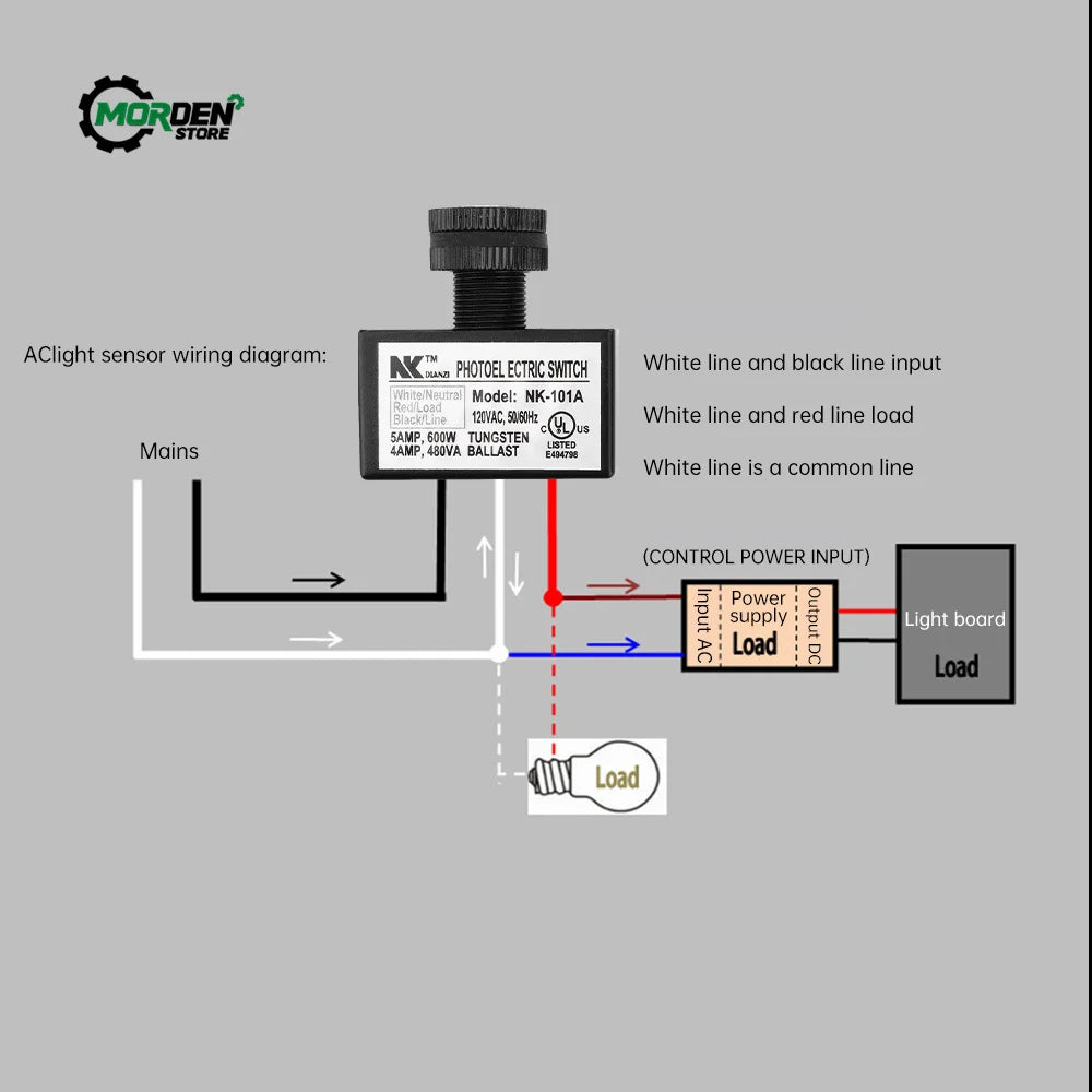 NK-101A AC105V-130V Light Control Switch Photocell Dusk to Dawn Button Photo Control Eye Switch Controller Power Supply