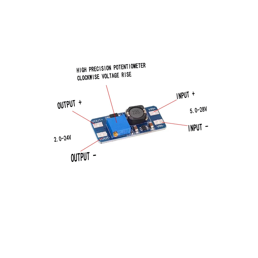 MT3608 DC-DC Step Up Converter Booster Power Supply Module Boost Step-up Board Output TYPE-C / Micro USB 2A 28V Max