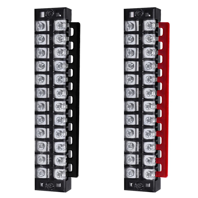 1pcs 15A 600V Dual Row Strip Screw Terminal Block With 2pcs Terminal Strip Short Piece TB Connector 3 4 5 6 8 10 12 Position